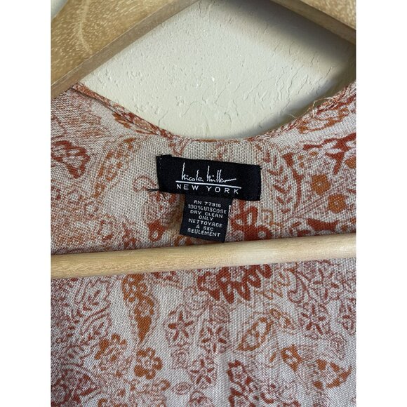 Nicole Miller New York 100% Viscose Tan Orange Wrap Shawl Cover Up Boho Bohemian - Picture 3 of 6